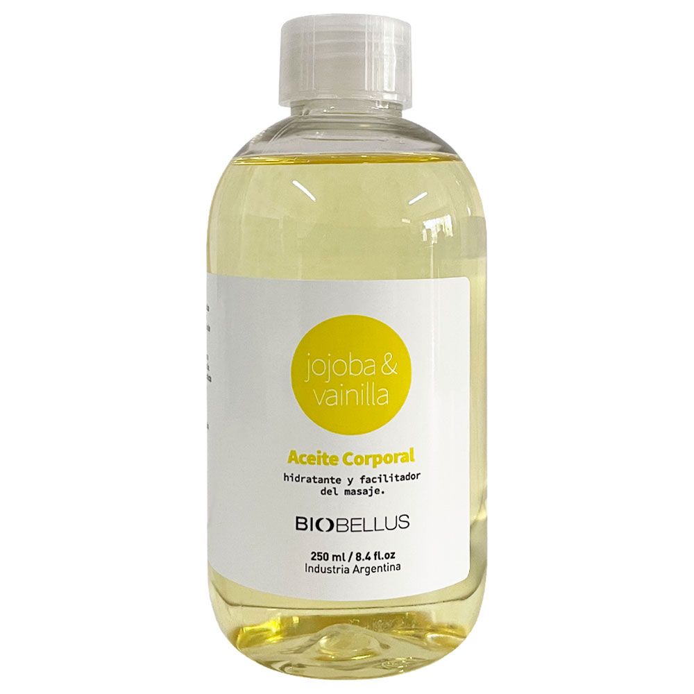 Biobellus aceite corporal jojoba & vainilla hidratante para masajes x 250ml  - Farmacia Leloir - Tu farmacia online las 24hs