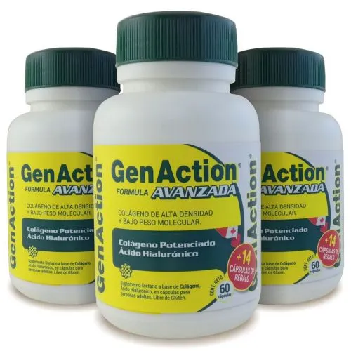 Pack 3 Genaction Colágeno Hidrolizado Fórmula Avanzada