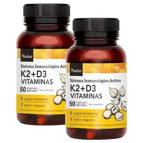 Pack 2 Natier Vitamina K2 + D3 Cápsulas