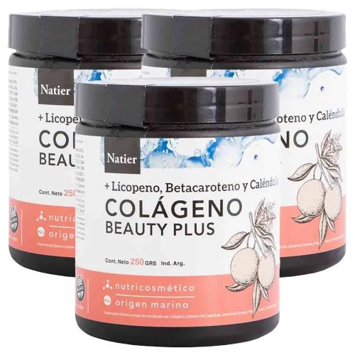 Pack 3 Natier Colágeno Beauty Plus En Polvo