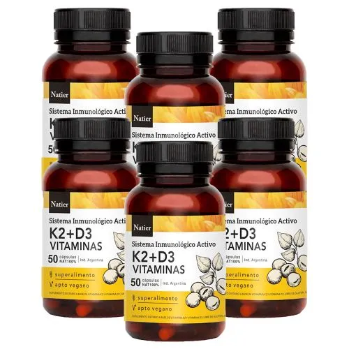 Pack 6 Natier Vitamina K2 + D3 Cápsulas