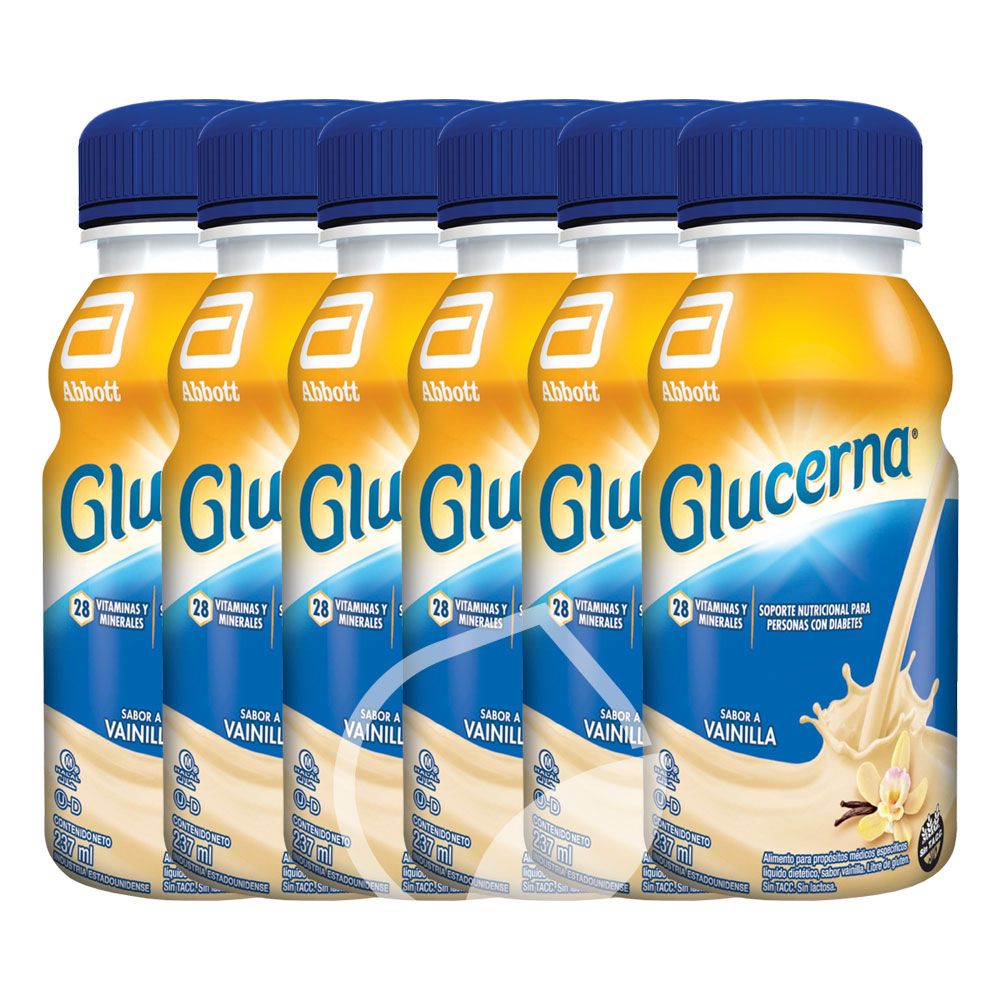 Pack 6 Glucerna Bebible Vitaminas Y Minerales Para Diabéticos X 237ml Sabor Vainilla Farmacia 1635